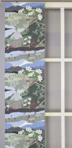 Arvidssons textil Panelgardiner|Fjällvandring grön-blå panelgardiner
