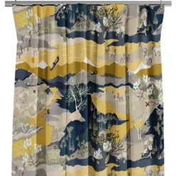 Arvidssons textil Gardiner Mönstrade|Fjällvandring gul-blå gardiner