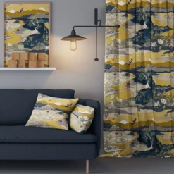 Arvidssons textil Gardiner Mönstrade|Fjällvandring gul-blå gardiner