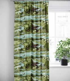 Arvidssons textil Gardiner Mönstrade|Fjällvandring ljusgrön gardiner