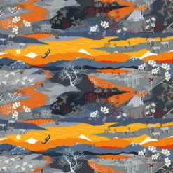 Arvidssons textil Gardintyger Mönstrade|Arvidssons Textil|Fjällvandring orange tyg