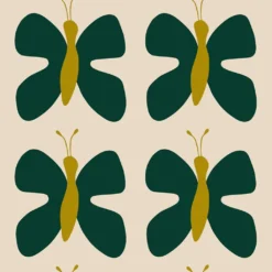 Arvidssons textil Gardintyger Mönstrade|Arvidssons Textil|Fjäril grön tyg