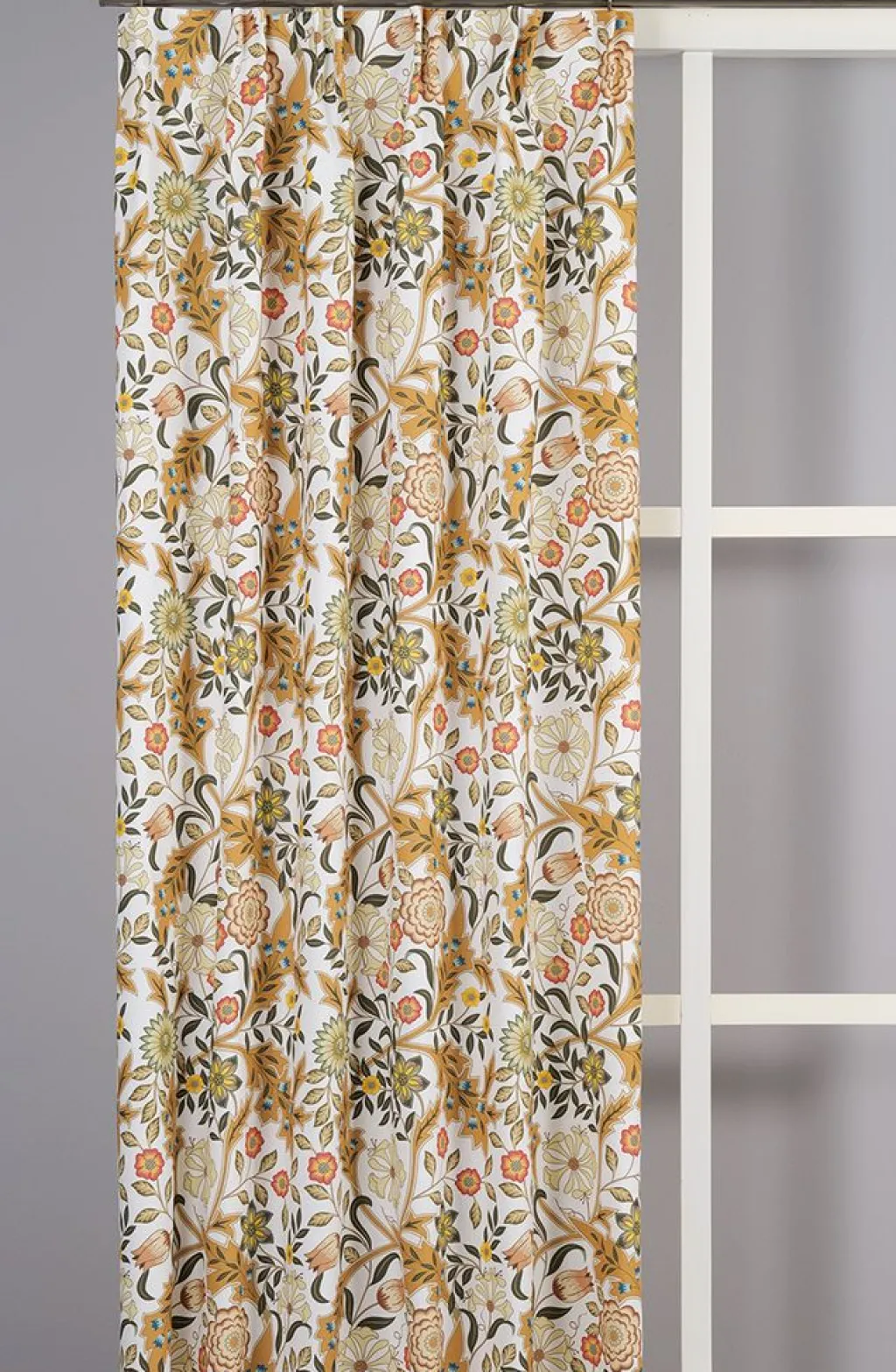 Nordisk Textil Gardiner Mönstrade|Flora ockra gardiner