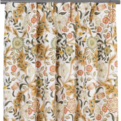 Nordisk Textil Gardiner Mönstrade|Flora ockra gardiner