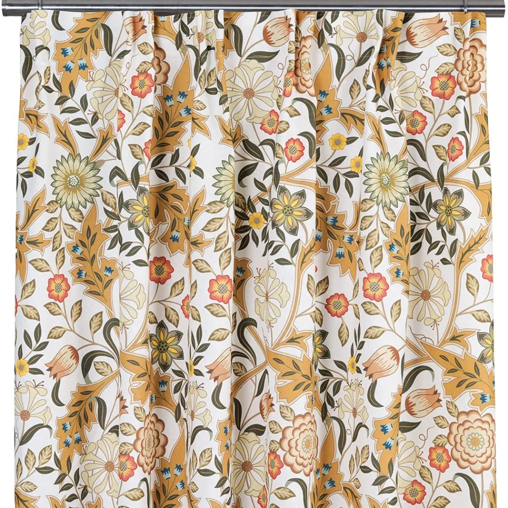 Nordisk Textil Gardiner Mönstrade|Flora ockra gardiner