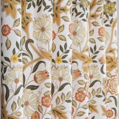 Nordisk Textil Gardiner Mönstrade|Flora ockra gardiner