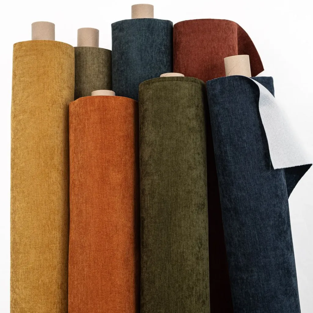 Nordisk Textil Enfärgade Möbeltyger|Flow winter moss möbeltyg – Mjuk & slitstark chenille