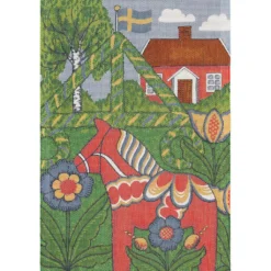 Ekelund Kökshandduk|Folkfest kökshandduk 35X50 – Ekologisk bomull med midsommarmotiv