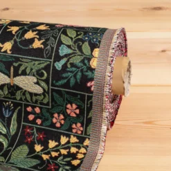 Blommiga Möbeltyger|Mönstrade Möbeltyger|Folklore patch flowers svart möbeltyg
