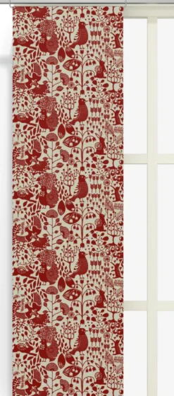 Arvidssons textil Panelgardiner|Fýri beige-röd linnelook panelgardiner