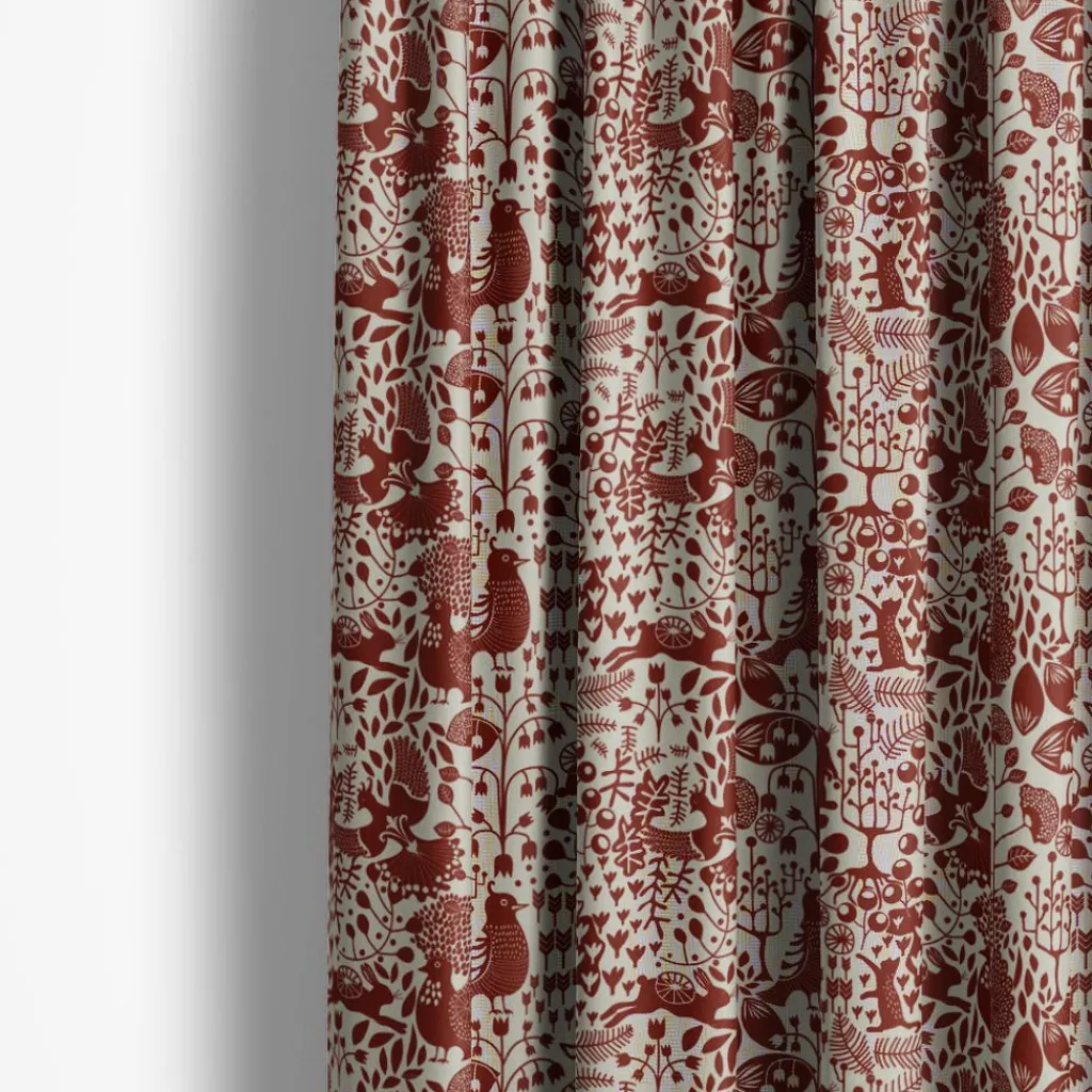 Arvidssons textil Gardintyger Mönstrade|Arvidssons Textil|Fýri beige-röd linnelook tyg