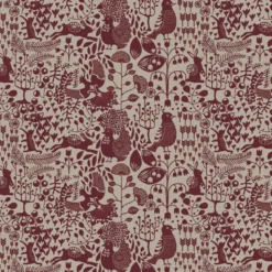 Arvidssons textil Gardintyger Mönstrade|Arvidssons Textil|Fýri beige-röd linnelook tyg