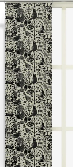 Arvidssons textil Panelgardiner|Fýri beige-svart linnelook panelgardiner