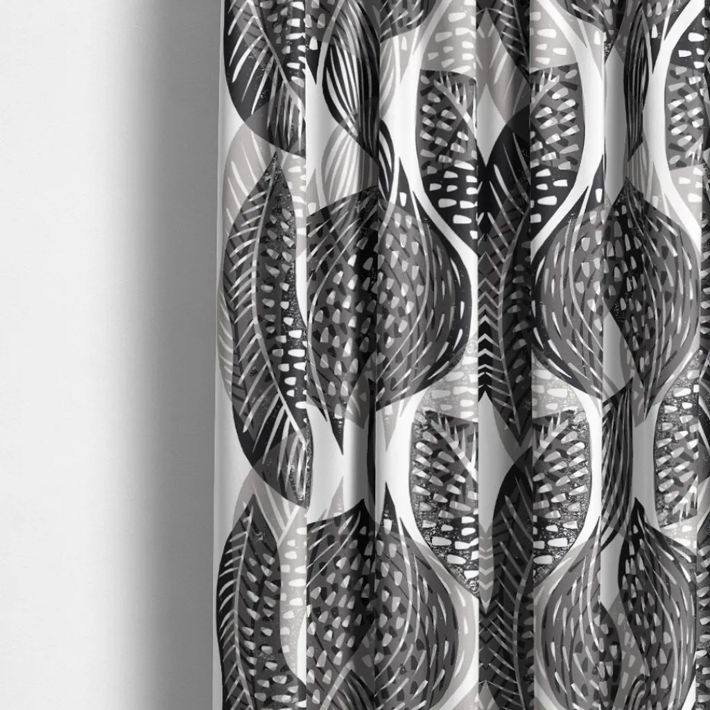 Arvidssons textil Gardintyger Mönstrade|Arvidssons Textil|Froda svart tyg – elegant mönster i halvlinne