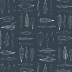 Arvidssons textil Gardintyger Mönstrade|Arvidssons Textil|Frostblad blå tyg – metervara med bladmotiv