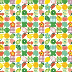 Arvidssons textil Gardintyger Mönstrade|Arvidssons Textil|Fruktstund multi tyg – färgglatt fruktmönster
