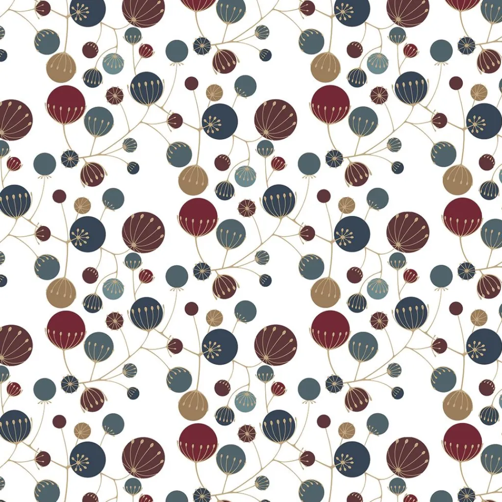 Arvidssons textil Gardintyger Mönstrade|Arvidssons Textil|Frö vit-vinröd tyg