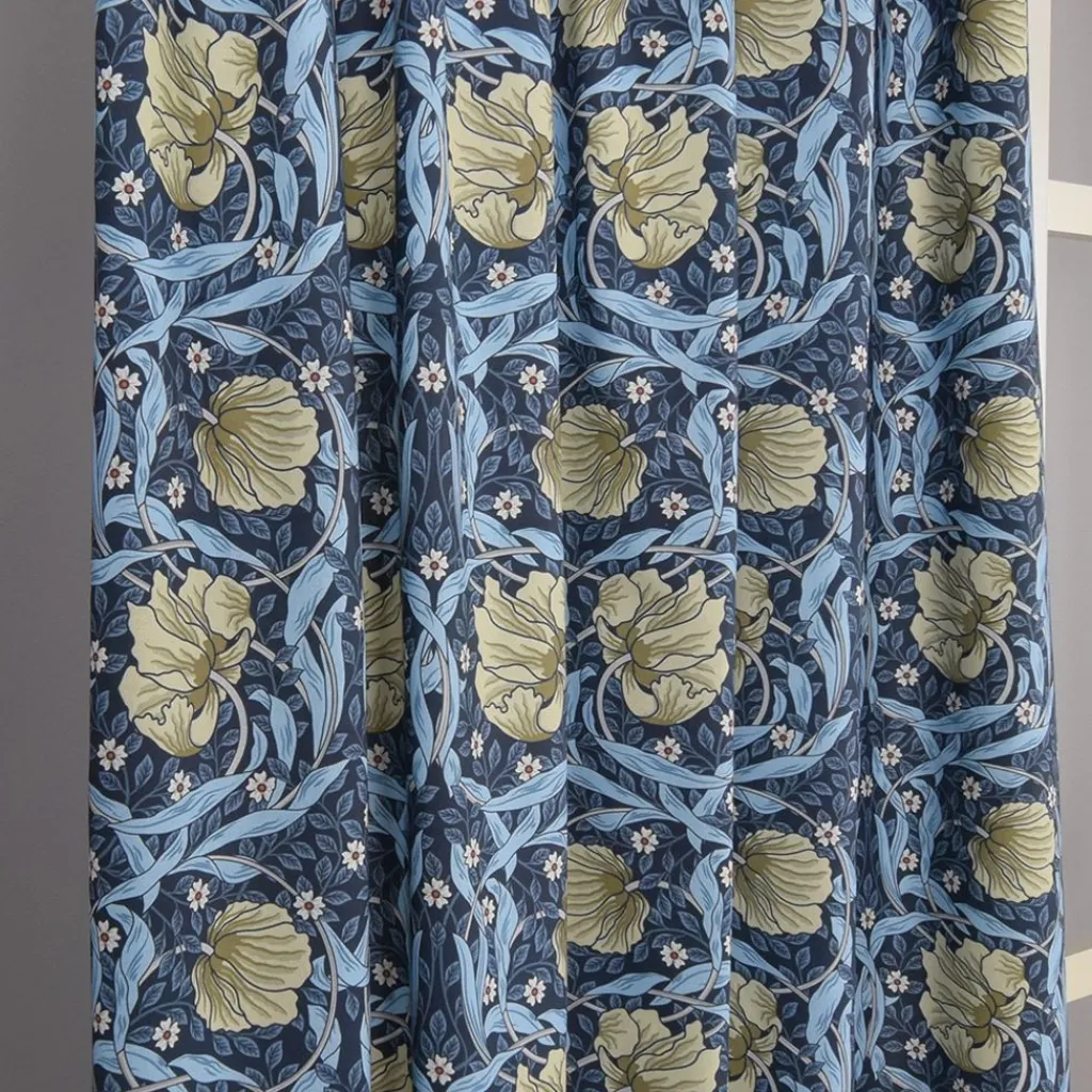 Nordisk Textil Gardiner Mönstrade|Grace blå gardiner - Klassisk blommig Arts and Crafts design