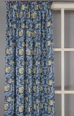 Nordisk Textil Gardiner Mönstrade|Grace blå gardiner - Klassisk blommig Arts and Crafts design