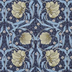 Nordisk Textil Arts & Crafts Tyger|Gardintyger Mönstrade|Grace blå tyg - Klassisk blommig Arts and Crafts design