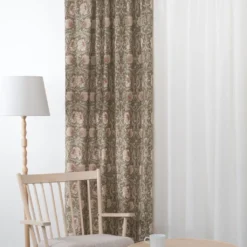 Nordisk Textil Gardiner Mönstrade|Grace brun gardiner - Klassisk blommig Arts and Crafts design