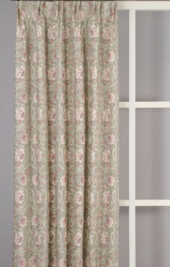 Nordisk Textil Gardiner Mönstrade|Grace dimmgrön gardiner - Klassisk blommig Arts and Crafts design