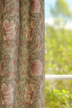 Nordisk Textil Gardiner Mönstrade|Grace dimmgrön gardiner - Klassisk blommig Arts and Crafts design