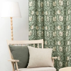 Nordisk Textil Gardiner Mönstrade|Grace grön gardiner - Klassisk blommig Arts and Crafts design