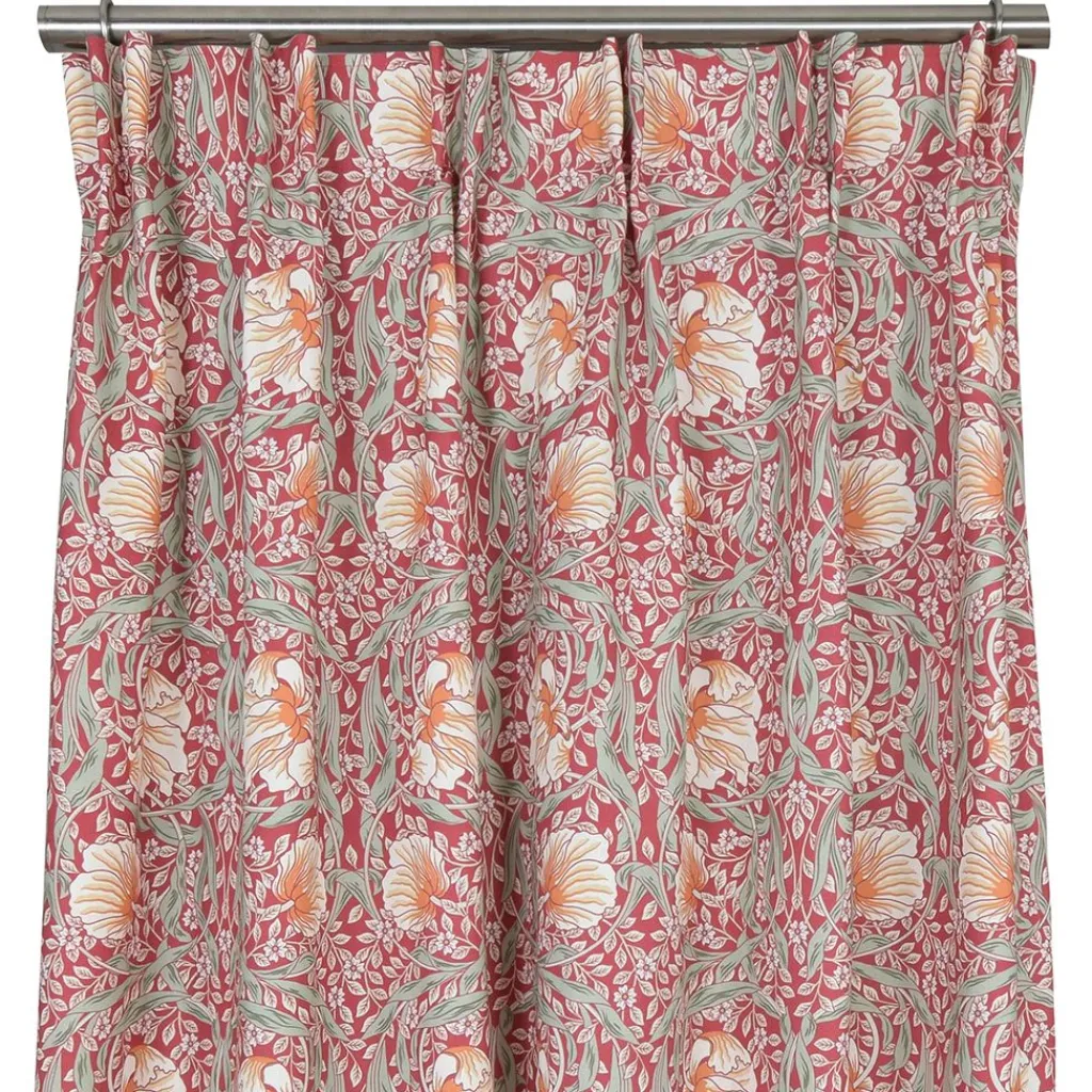 Nordisk Textil Gardiner Mönstrade|Julgardiner|Grace röd gardiner - Klassisk blommig Arts and Crafts design