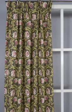 Nordisk Textil Gardiner Mönstrade|Grace rosa-grön gardiner - Klassisk blommig Arts and Crafts design