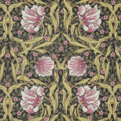 Arts & Crafts Tyger|Gardintyger Mönstrade|Grace rosa/grön tyg - Klassisk blommig Arts and Crafts design
