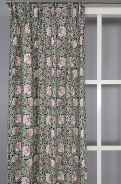 Nordisk Textil Gardiner Mönstrade|Grace svart gardiner - Klassisk blommig Arts and Crafts design