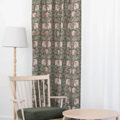 Nordisk Textil Gardiner Mönstrade|Grace svart gardiner - Klassisk blommig Arts and Crafts design
