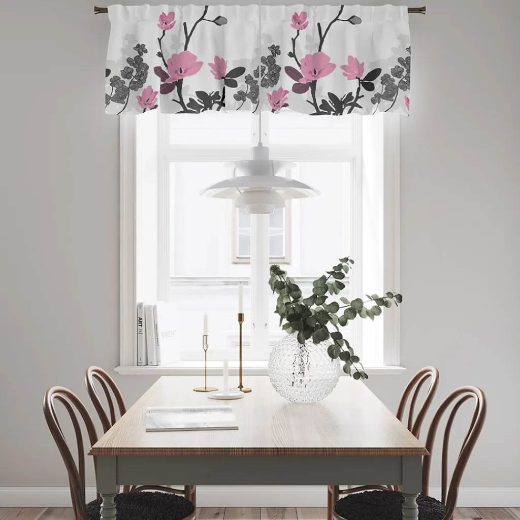 Arvidssons textil Gardinkappor Mönstrade|Grandiflora ljusrosa gardinkappa metervara