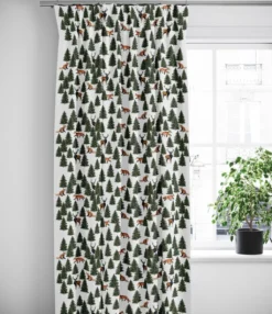 Arvidssons textil Gardiner Mönstrade|Julgardiner|Granskog grön gardiner