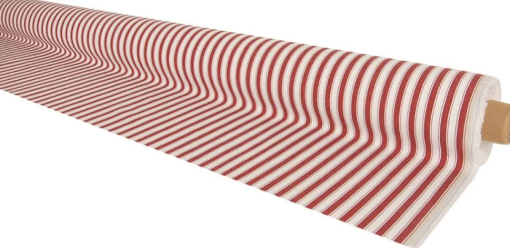Nordisk Textil Randiga Möbeltyger|Rutor & Ränder|Harlow röd-vit randigt tyg