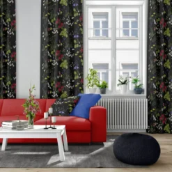 Arvidssons textil Gardintyger Mönstrade|Arvidssons Textil|Himlajorden svart tyg