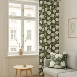 Arvidssons textil Gardiner Mönstrade|Hortensia grön gardiner