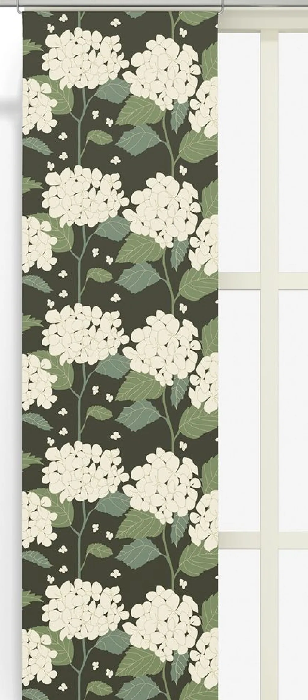 Arvidssons textil Panelgardiner|Hortensia grön panelgardiner