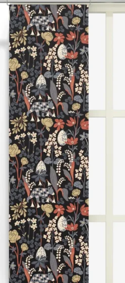 Arvidssons textil Panelgardiner|Här sover ingen björn mörkblå panelgardiner