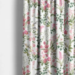 Arvidssons textil Gardiner Mönstrade|Humlegården rosa-grön gardiner