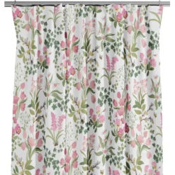 Arvidssons textil Gardiner Mönstrade|Humlegården rosa-grön gardiner
