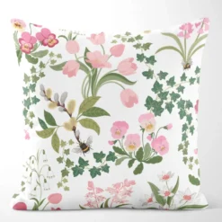 Arvidssons textil Mönstrade Kuddfodral|Humlegården rosa-grön kuddfodral