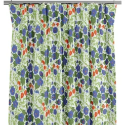 Arvidssons textil Gardiner Mönstrade|Husknuten blå gardiner