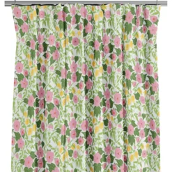 Arvidssons textil Gardiner Mönstrade|Husknuten rosa gardiner