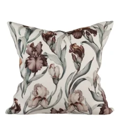 Fondaco Mönstrade Kuddfodral|Iris offwhite kuddfodral 48x48cm vackra irisblommor i milda färger