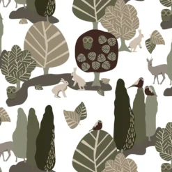 Arvidssons textil Gardintyger Mönstrade|Arvidssons Textil|I Skogskanten grön tyg