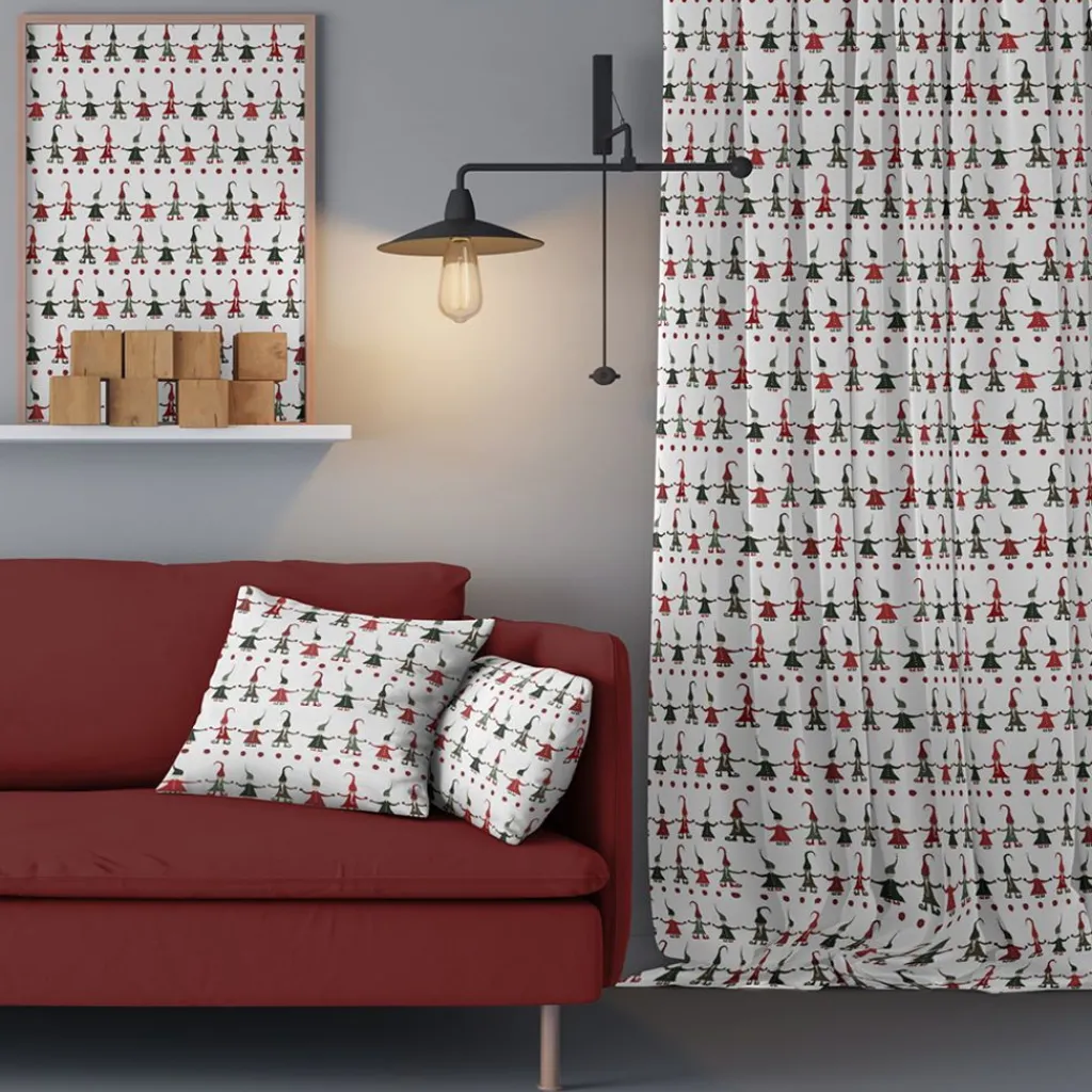 Arvidssons textil Gardintyger Mönstrade|Arvidssons Textil|Juldans vit tyg