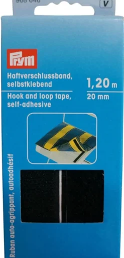 Kardborreband|Kardborreband självhäftande svart 20mm - 1,2m