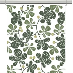 Arvidssons textil Panelgardiner|Kastanjer grön panelgardiner med naturinspirerat bladmönster